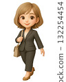 3D chibi woman in a business suit commuting to work with a bag 132254454