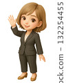 3D chibi woman in a business suit waving hello 132254455