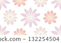 Vector seamless pattern with large delicate pastel flowers in soft beige, peach, and lavender tones. Modern and elegant design 132254504