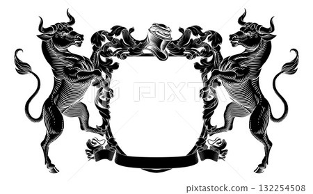 Bull Heraldry Coat of Arms Heraldic Crest Shield Bull Heraldry Coat of Arms Heraldic Crest Shield 132254508