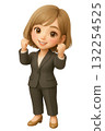 3D chibi woman in a business suit cheering with fist pump 132254525