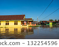 Traditional Bugis floating houses on Lake Tempe, Sulawesi, Indonesia 132254596