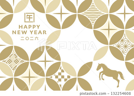 2026 年年新年賀卡模板,附景泰藍圖案相框 2026 年年新年賀卡模板,附景泰藍圖案相框 132254608