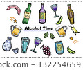Cute color illustrations of various alcoholic beverages 132254659