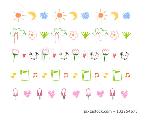 Doodle flower, nature and dog line hand drawn for element and illustration. Naive style Doodle flower, nature and dog line hand drawn for element and illustration. Naive style 132254673