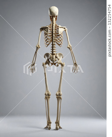 Human skeleton viewed from the back in full vertical posture 132254754