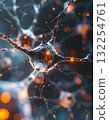 Detailed neuron body with branching dendrites and glowing sparks 132254761