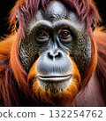 Orangutan with reddish hair and thoughtful expressive brown eyes 132254762