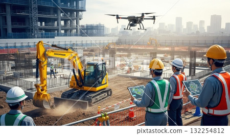 無人機與重型建築機械協同作業的智慧施工現場 132254812
