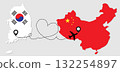 Airplane travel from South Korea to China 132254897