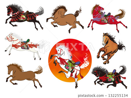 Horse illustration set 04 132255134
