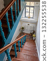 Old Staircase with Blue Railings and Vintage Interior 132255538