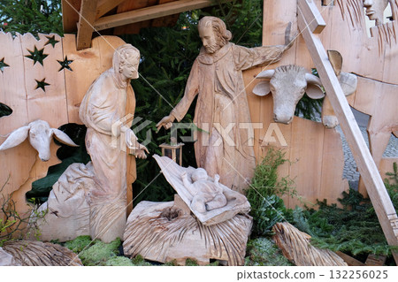 Nativity scene, creche or crib, is a depiction of the birth of Jesus in Hallstatt, Austria Nativity scene, creche or crib, is a depiction of the birth of Jesus in Hallstatt, Austria 132256025