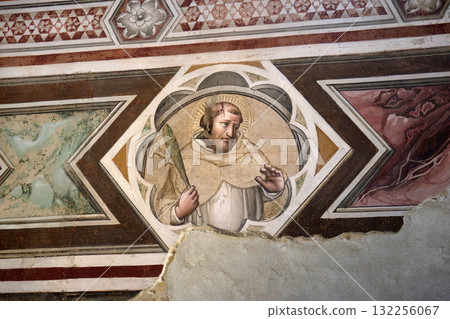Saint, fresco in the Santa Maria Novella Principal Dominican church in Florence, Italy 132256067