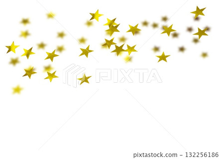 Gold confetti in the shape of stars isolated on a white or transparent background. Decoration for holiday backgrounds 132256186