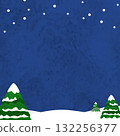 水彩雪景背景框架圖（夜景，正方形，正方形） 132256377