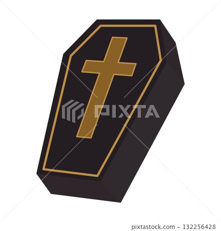 cartoon coffin in flat style 132256428