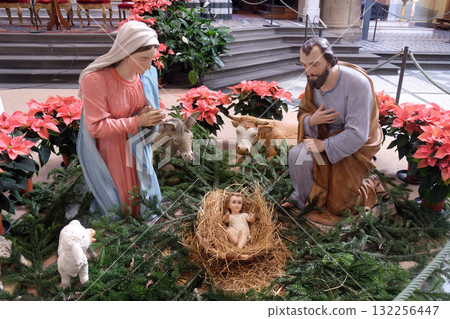 Nativity Scene in Santa Maria Novella Church in Florence, Italy 132256447