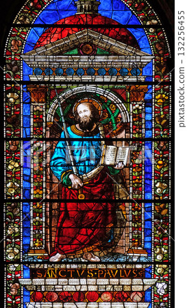 Saint Paul, stained glass window in Santa Maria Novella Principal Dominican church in Florence, Italy Saint Paul, stained glass window in Santa Maria Novella Principal Dominican church in Florence, Italy 132256455
