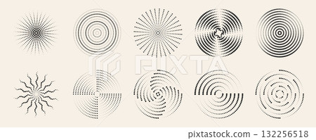 Dot radial ripple patterns with concentric circles 132256518