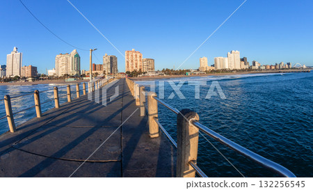 Durban Beach Pier Ocean Buildings Landscape 132256545