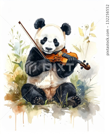 熊貓音樂家__水彩風格職業熊貓 熊貓音樂家__水彩風格職業熊貓 132256552