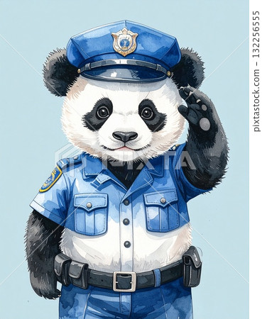 熊貓警察__水彩風格專業熊貓 132256555