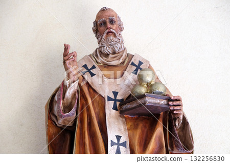 Saint Nicholas statue in St Paul's Cathedral in Tirana, Albania 132256830