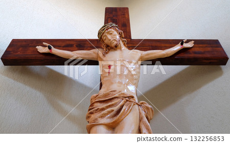 Crucifixion in Mother Teresa cathedral in Vau i Dejes, Albania 132256853