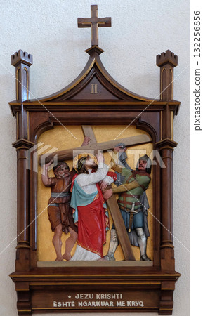 2nd Stations of the Cross, Jesus is given his cross, Mother Teresa cathedral in Vau i Dejes, Albania 2nd Stations of the Cross, Jesus is given his cross, Mother Teresa cathedral in Vau i Dejes, Albania 132256856
