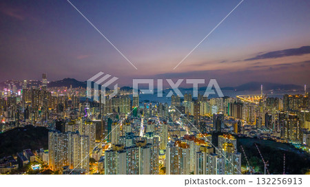 Oct 10 2025 Nighttime Cityscape of Kowloon West in Hong Kong Oct 10 2025 Nighttime Cityscape of Kowloon West in Hong Kong 132256913