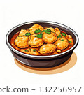 an AI Image Generator, Delicious Curry Dumplings Garnished With Cilantro in a Bowl 132256957