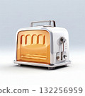an AI Image Generator, Retro-Style Toaster with Unique Design and Vibrant Orange Accents 132256959