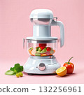 an AI Image Generator, Modern Electric Blender with Fresh Vegetables and Fruits for Healthy 132256961