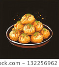 an AI Image Generator, Delicious Curry Dumplings Garnished With Cilantro in a Bowl 132256962