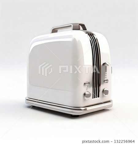 an AI Image Generator, Retro-Style Toaster with Unique Design and Vibrant Orange Accents 132256964