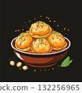 an AI Image Generator, Delicious Curry Dumplings Garnished With Cilantro in a Bowl 132256965