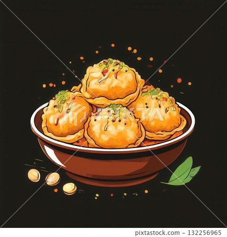 an AI Image Generator, Delicious Curry Dumplings Garnished With Cilantro in a Bowl 132256965