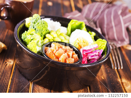 Black Bowl with Healthy salad Black Bowl with Healthy salad 132257150