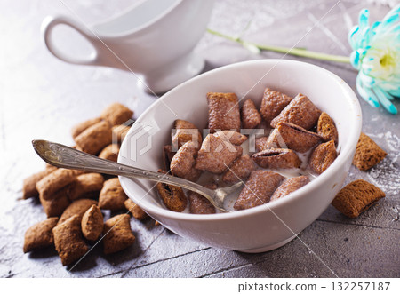 Chocolate corn pads with milk Chocolate corn pads with milk 132257187