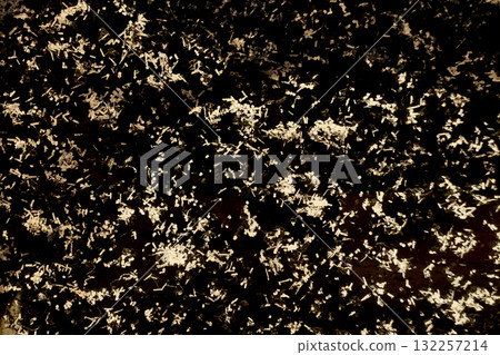 Abstract grainy surface forms gritty backdrop. Dark speckled texture with scattered particles 132257214