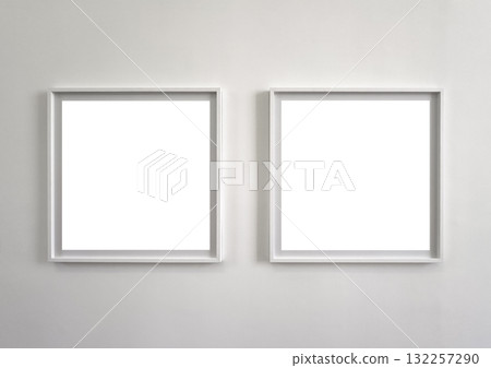 Frame pair. Stylish minimalist border design with double picture art mock up, empty mounted poster Frame pair. Stylish minimalist border design with double picture art mock up, empty mounted poster 132257290