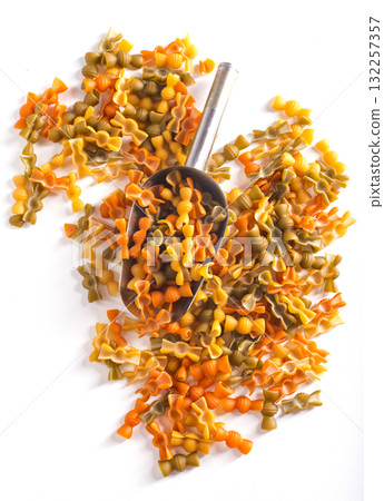 Colorful pasta on light background Colorful pasta on light background 132257357