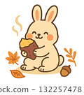 可愛的兔子吃烤地瓜 132257478