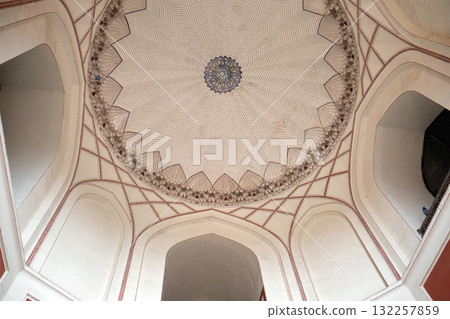Architecture detail inside the Humayun's Tomb, built by Hamida Banu Begun in 1565-72, Delhi, India 132257859
