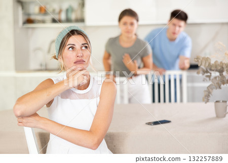 Furious guy and girl screaming to mother Furious guy and girl screaming to mother 132257889