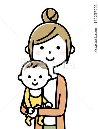 一位抱著嬰兒的母親 132257901