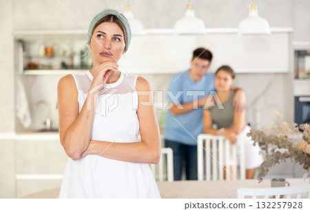 Furious guy and girl screaming to mother Furious guy and girl screaming to mother 132257928
