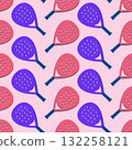 Colorful padel racket seamless pattern for textile and sport design 132258121