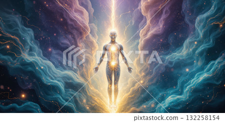 Mind-Body Integration Flux Holistic wellness visualization showing unified health approach, whole-person medicine abstract, integrated care patterns in harmonious body symmetry 132258154